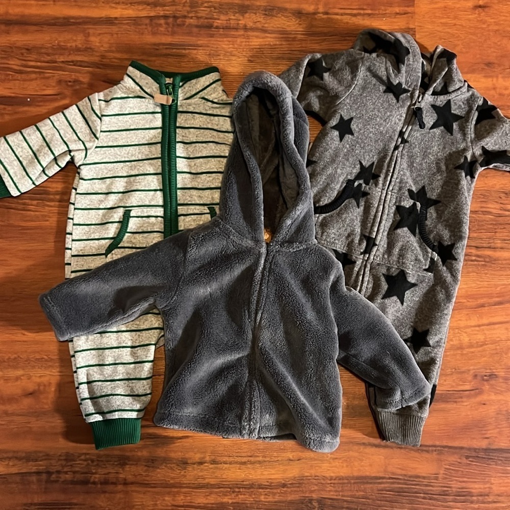Cold Weather Baby Clothes, 3 months Carter’s fuzzy fleece bodysuits jacket - Picture 2 of 12